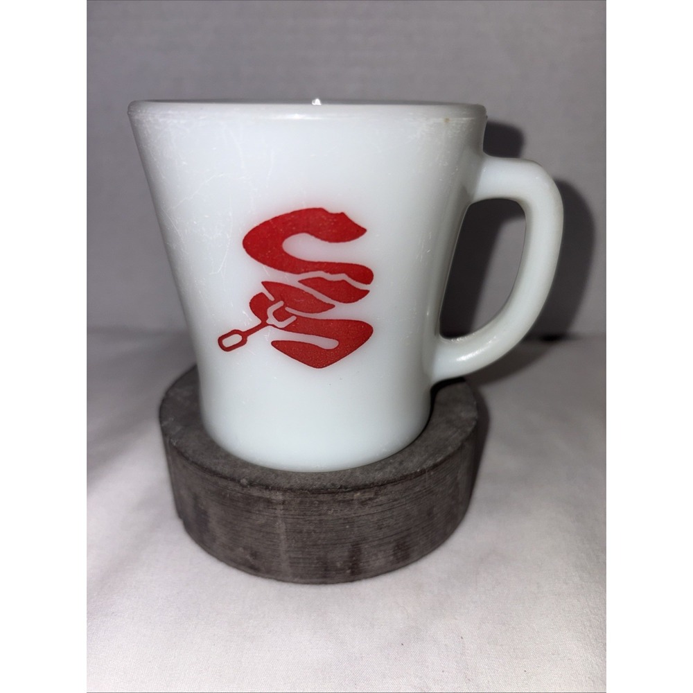 Vintage Fire King, Milk, Glass, Coffee, Mug, Featuring Logo For Sirloin Stockade